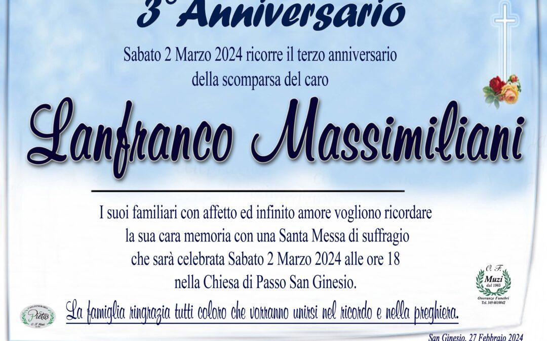 3° Anniversario Lanfranco Massimiliani